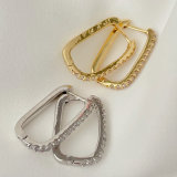 Pave square cz hoops earrings