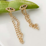 Chain eye tassel earrings