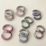 Silver plated simple cz hoops earrings