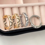 Pave leopard print hoops earrings