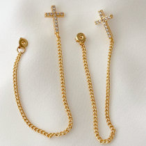 Cross chain tassel earrings