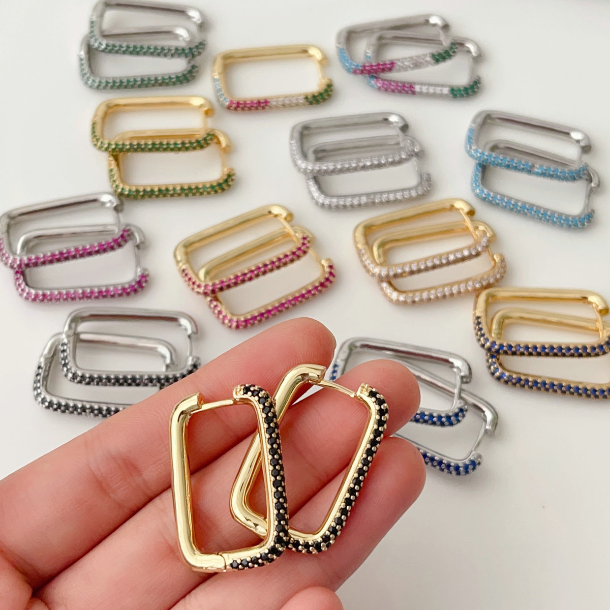 Pave cz hoops earrings