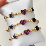 Colorful star heart beaded bangle