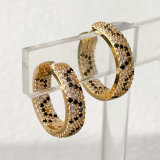Pave leopard print hoops earrings