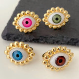 Gold ball evil eye adjustable ring