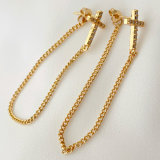 Cross chain tassel earrings