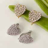 Pave cz heart earrings finding