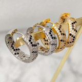 Pave leopard print hoops earrings