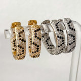 Pave leopard print hoops earrings