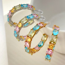 Colorful zircon hoops earrings