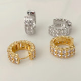 Simple pave cz hoop earrings