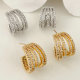 Pave cz fan hoop earrings
