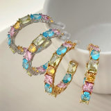 Colorful zircon hoops earrings