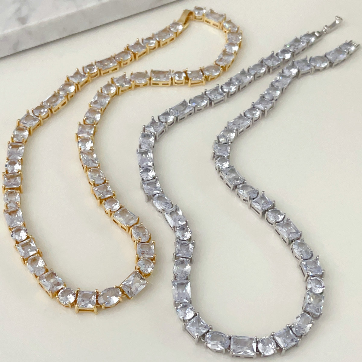 Pave cz clear fine necklace for party