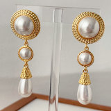 Long glass pearl dangle earrings