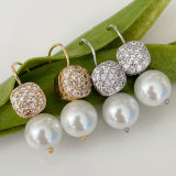 Glass pearl square earrings
