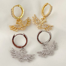 Pave eagle drop earrings
