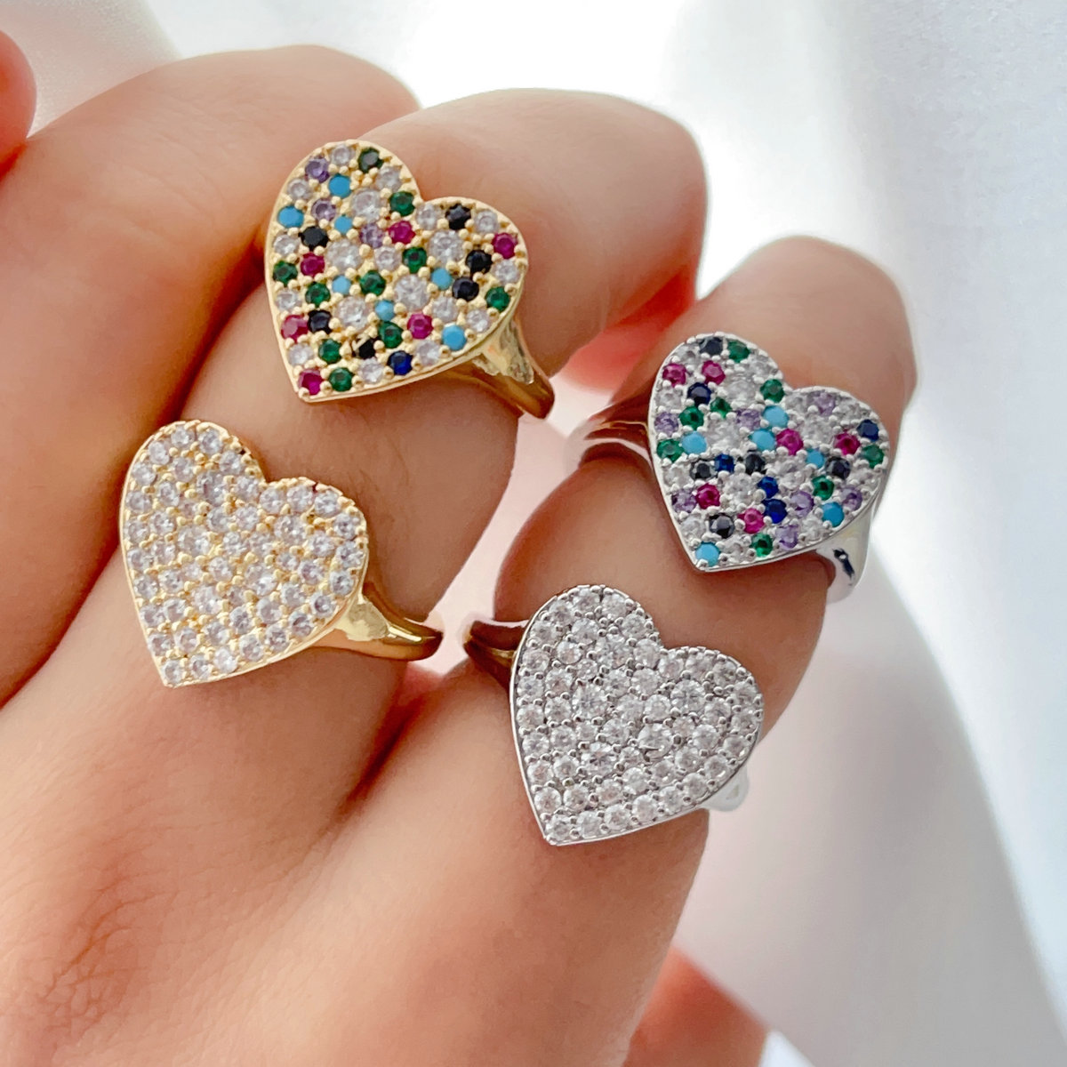 Pave cz heart ring