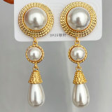 Long glass pearl dangle earrings