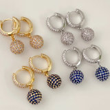 Pave cz ball drop earrings
