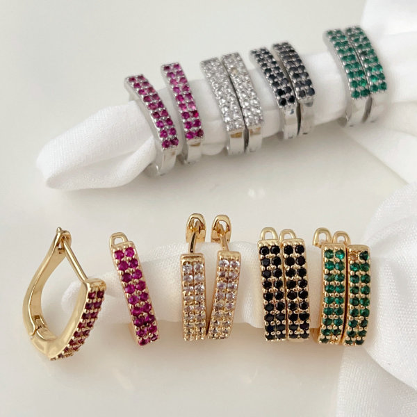 Square cz hoops earrings