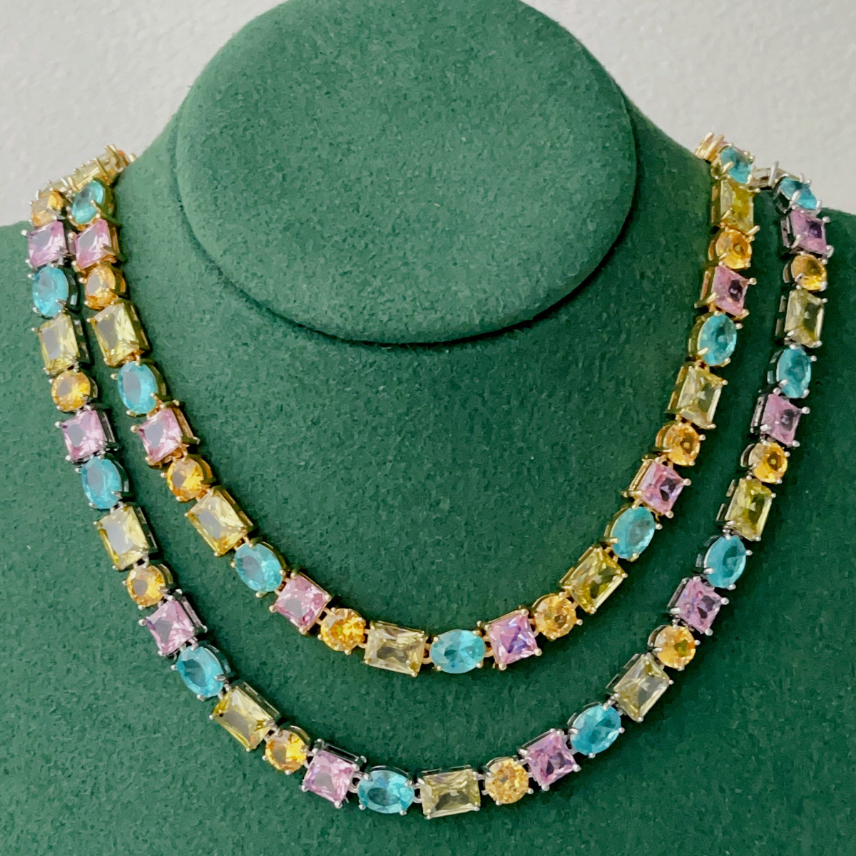 Pave cz coloful necklace for party jewelry