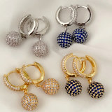 Pave cz ball drop earrings