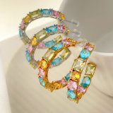 Colorful zircon hoops earrings
