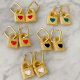 Enamel lock dangle earrings
