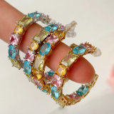 Colorful zircon hoops earrings