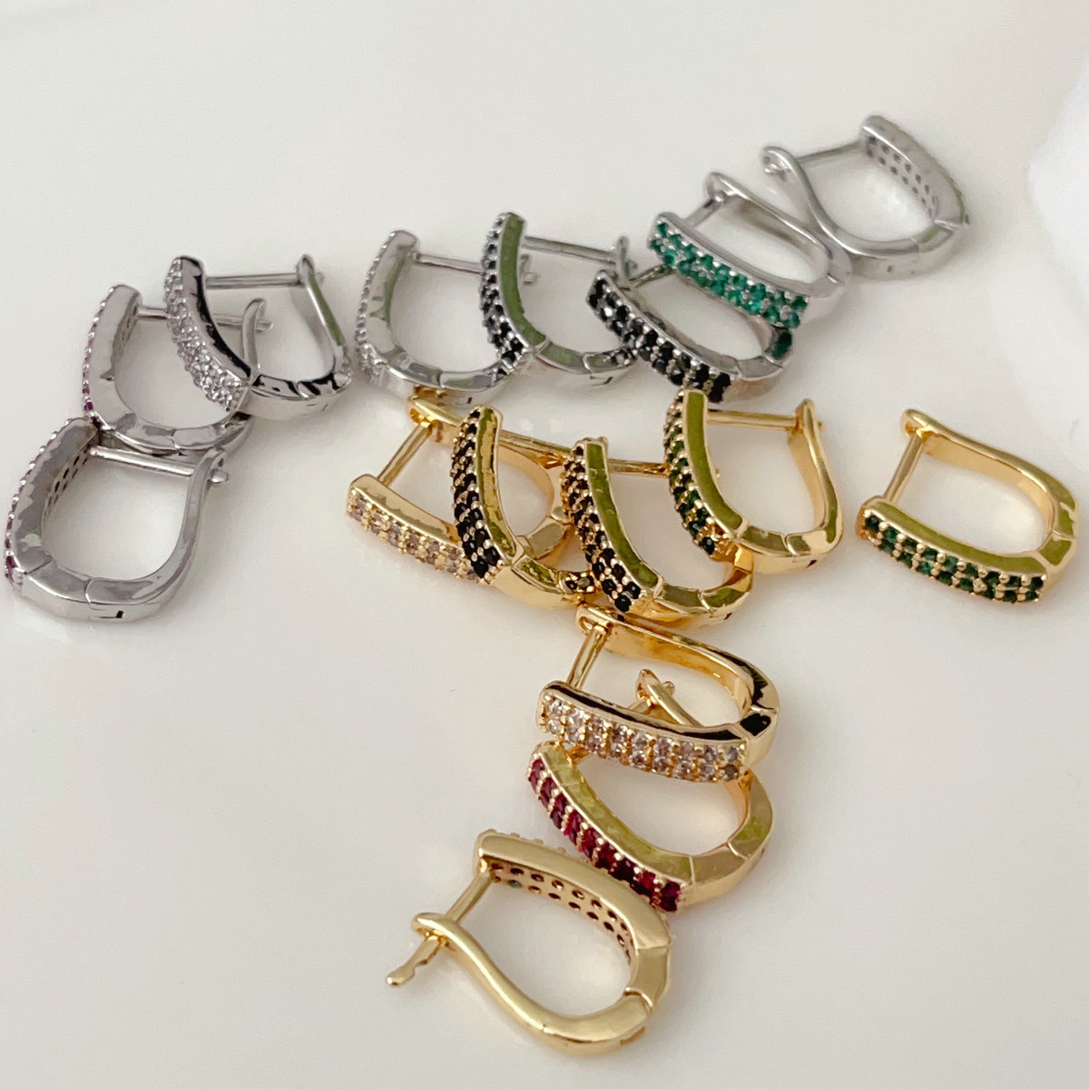 Square cz hoops earrings