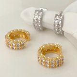 Simple pave cz hoop earrings