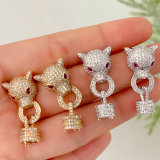 Pave leopard head earrings