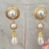 Long glass pearl dangle earrings
