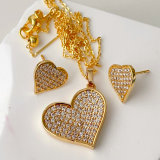 Pave heart set earrings wih pendant