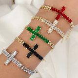 Pave zircon cross bracelet