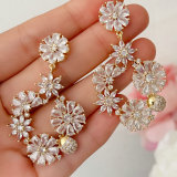 Pave cz flower earrings