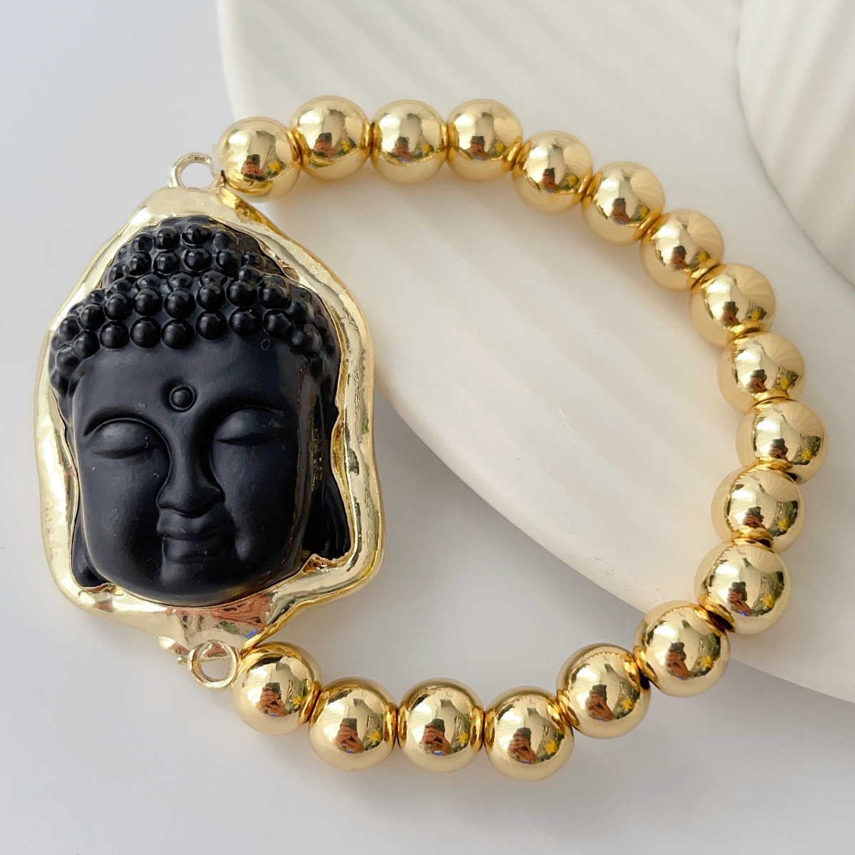 Gold ball / pearl buddha bracelet