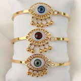 Stainless steel evil eye bangle