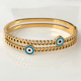 Evil eye stainless steel bangle