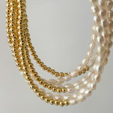 Half bead half pearl necklace