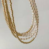 Half bead half pearl necklace