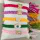pave cz bead weave bracelet with chinese crystal tassel