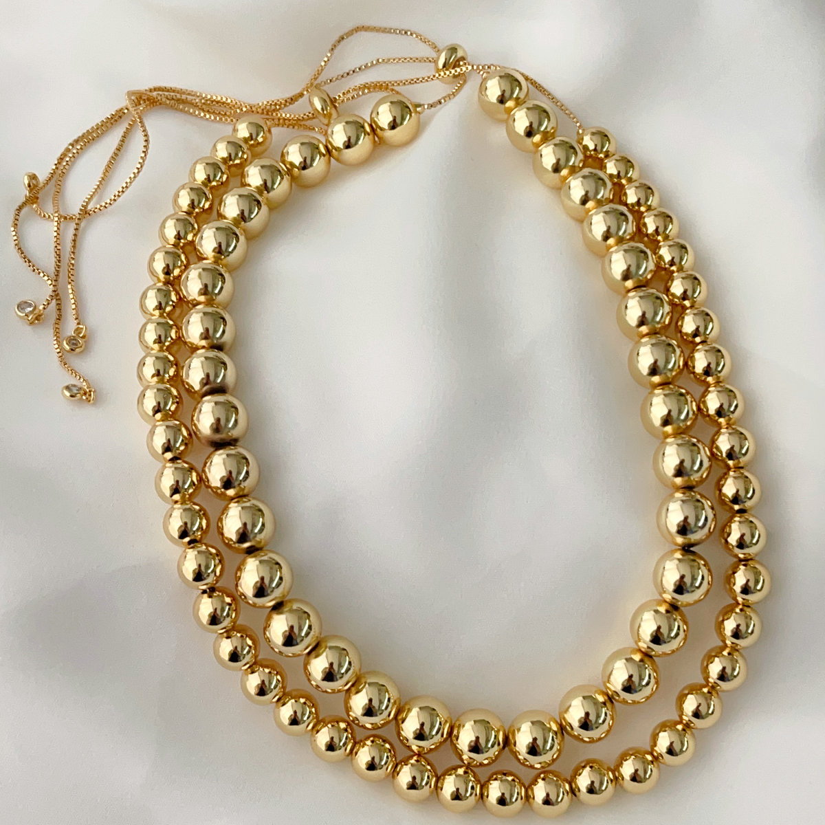 Gold ball necklace choker 8mm and 10mm