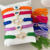 pave cz bead weave bracelet with chinese crystal tassel