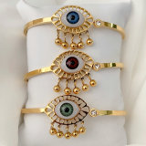 Stainless steel evil eye bangle