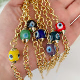 Oval evil eye chain bracelet