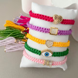 pave cz bead weave bracelet with chinese crystal tassel