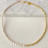 Half bead half pearl necklace