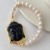Gold ball / pearl buddha bracelet